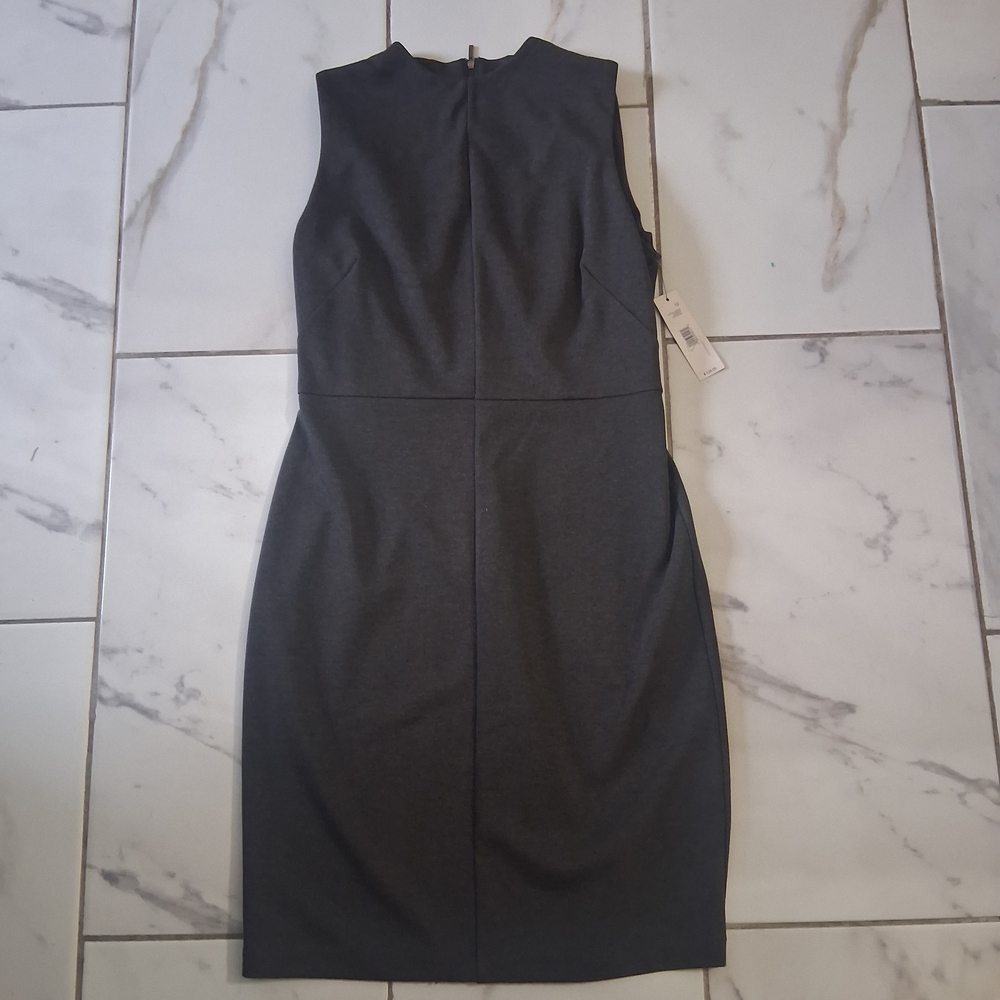 Tahari Lotoya Charcoal Sleeveless Sheath Dress Women’s Size 12 NWT